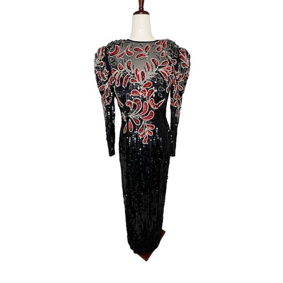 Stunning Black and Red Sequin Maxi Dress - Picture 1 of 9